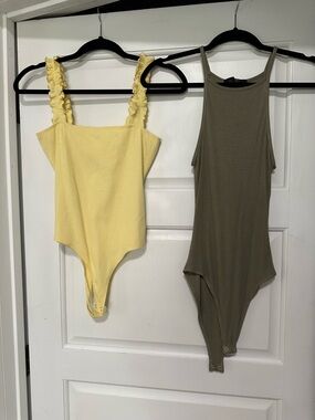 One Ruffled-Strap Bodysuit & One Piece Bodysuit